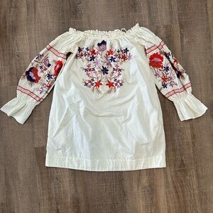 Free People Cream Dress with Floral Embroidery